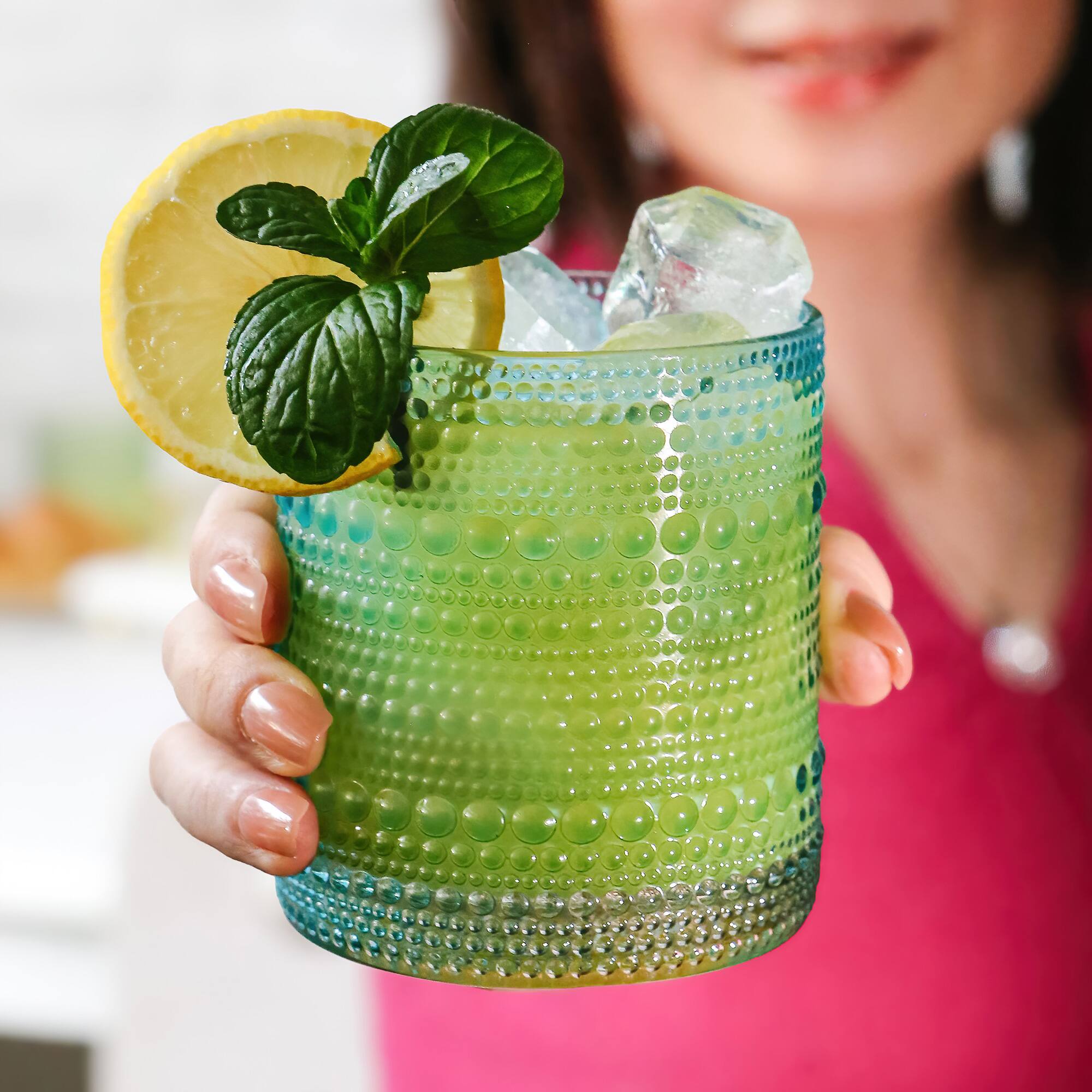Kate Aspen® 10oz. Textured Beaded Aqua Glasses, 6ct.